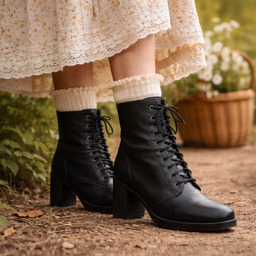 DETAILS by Régence SZ 7B VTG 90s Lace-Up Leather Boots Made in Canada NWT RARE